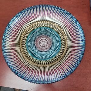 Colorful Mandala-Type Glass Decorative Bowl